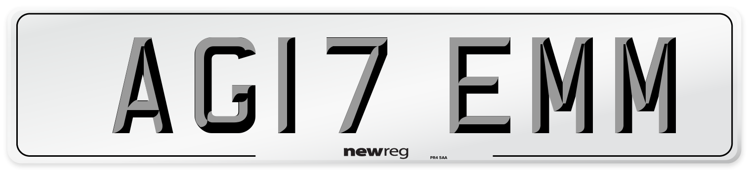 AG17 EMM Number Plate from New Reg